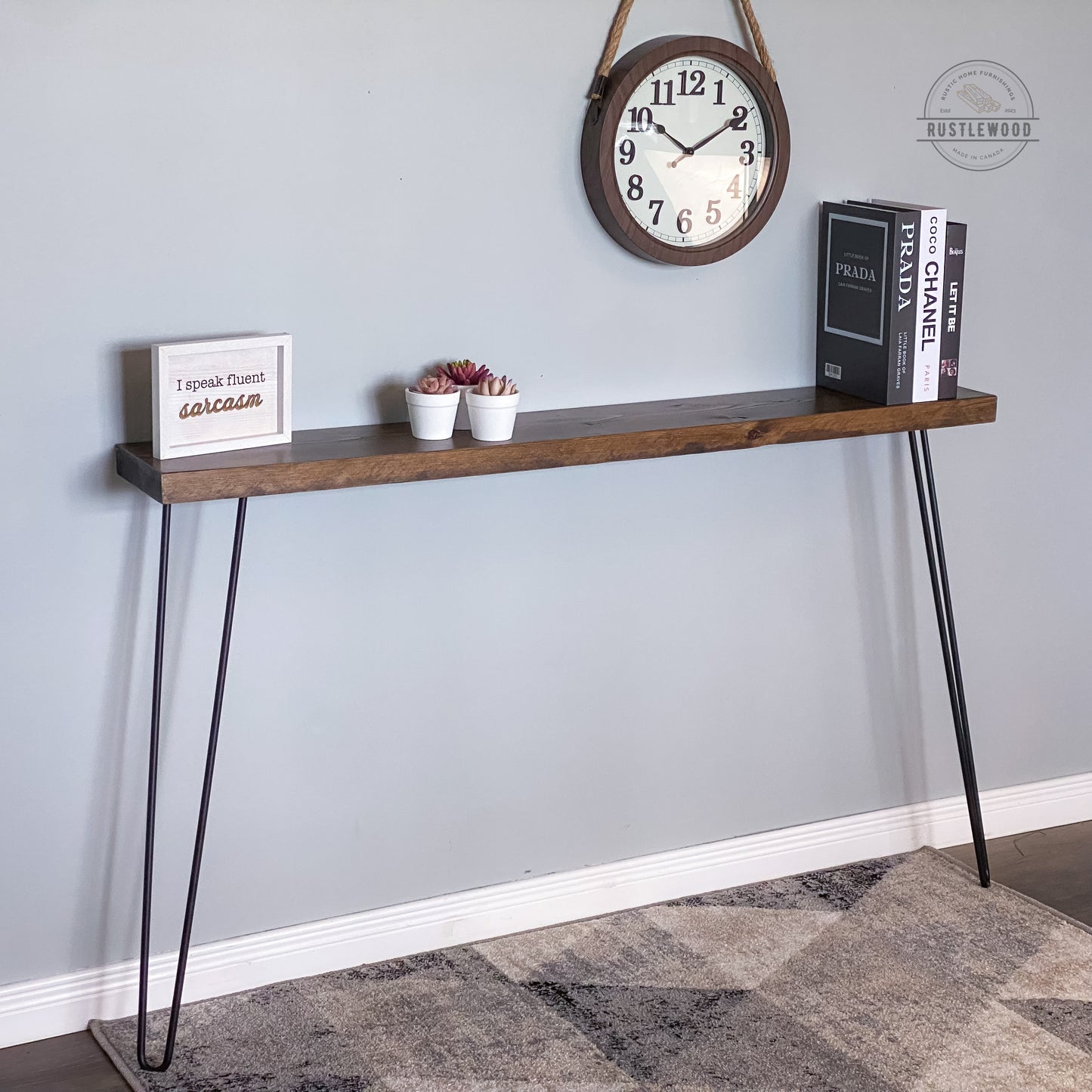 narrow console table dark brown