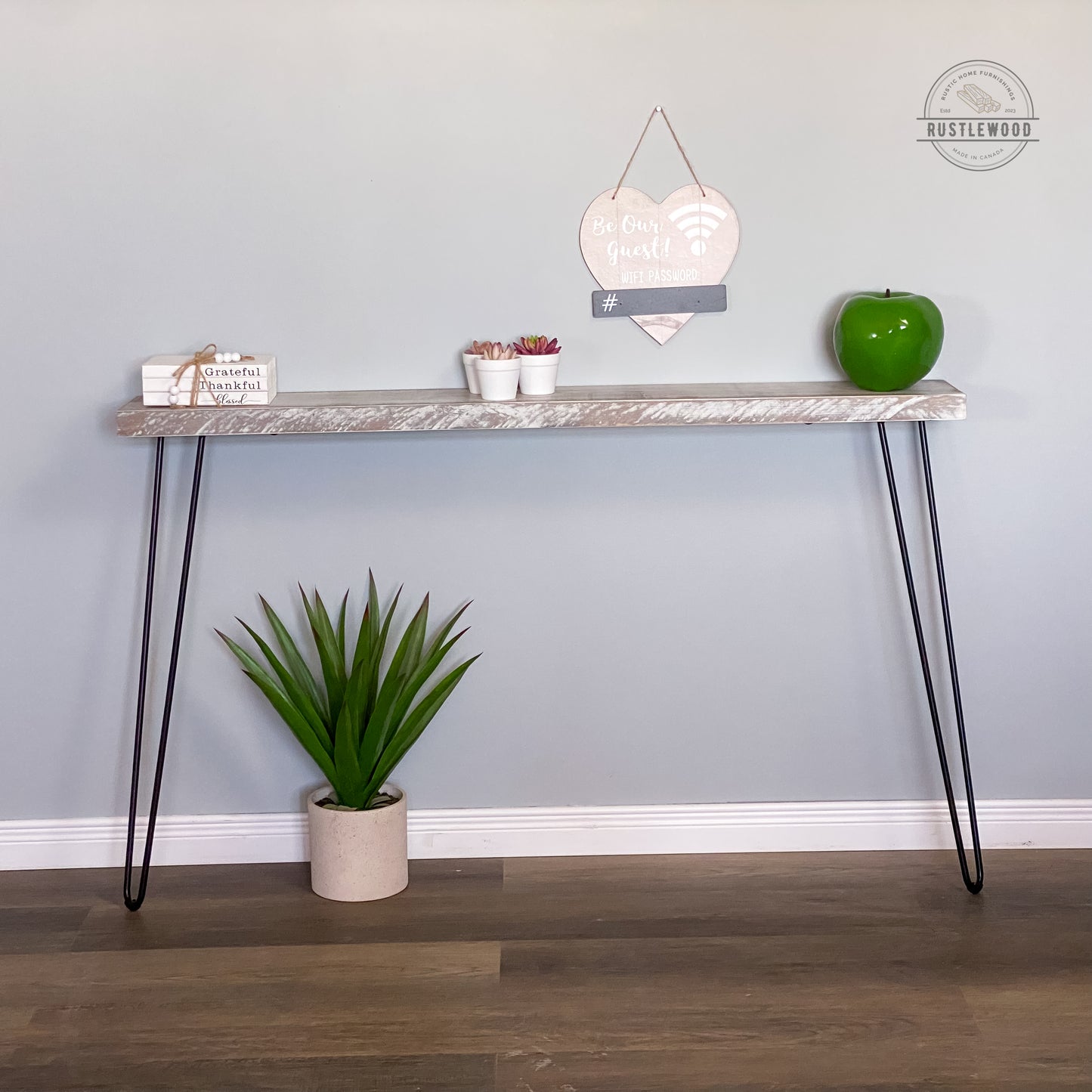 narrow console table, white, farmhouse table