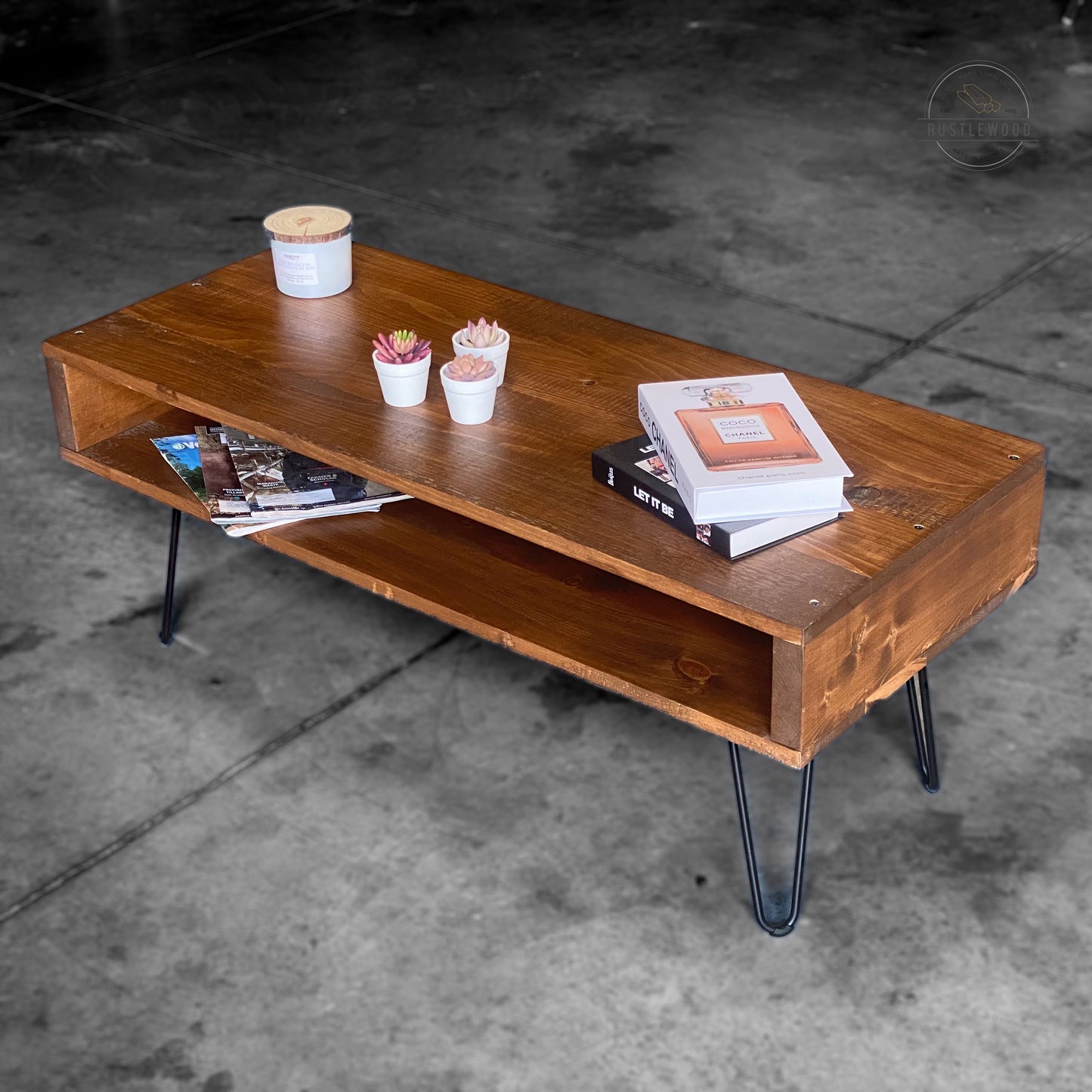 brown rustic coffee table